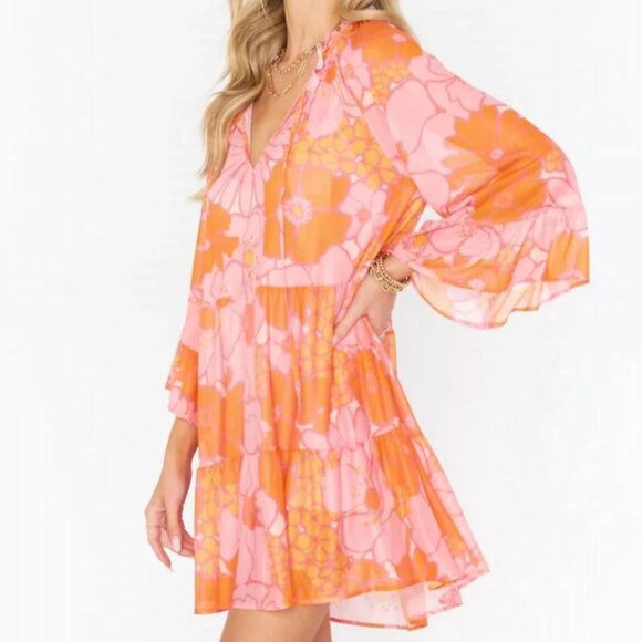 Show Me Your MuMu Pink and Orange Floral Mini Dress - Picture 2 of 6